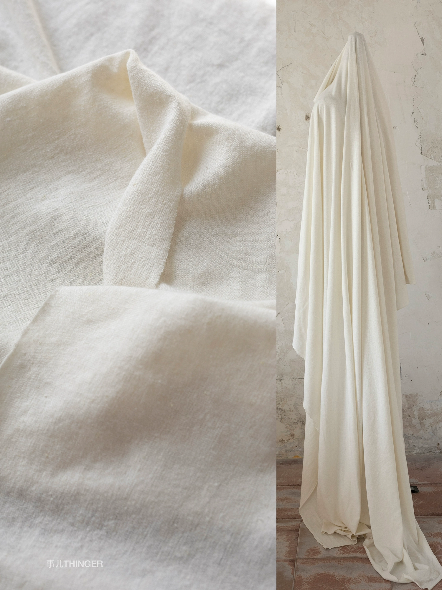 THINGER белая тонкая трикотажная ткань из 55% конопли и 45% органического хлопка с дизайнерской тканью из хлопкового семени