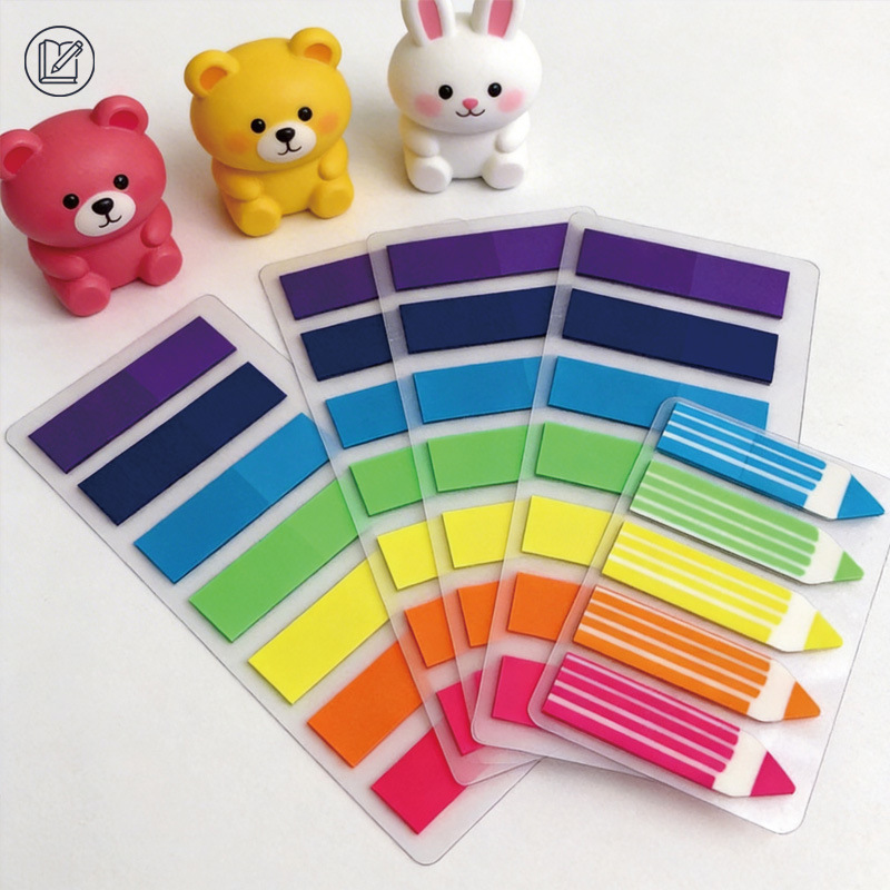 Explosiones de venta caliente post-it - up set fluorescente color impermeable PET transparente índice pegatina mensaje etiqueta pegatina