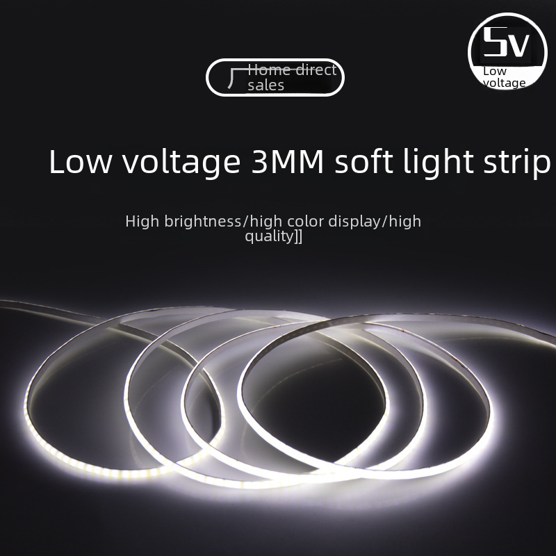 USB 플러그인 5V3MM 매우 좁은 COB 라이트 스트립 COB 라이트 스트립 5V 발광베이스 포토 프레임 라이트 스트립