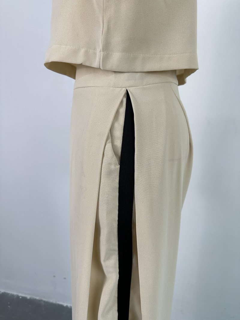 Women Clothing Spring Loose Mock Neck Long Sleeve Top Wide Leg Pants Casual Suit