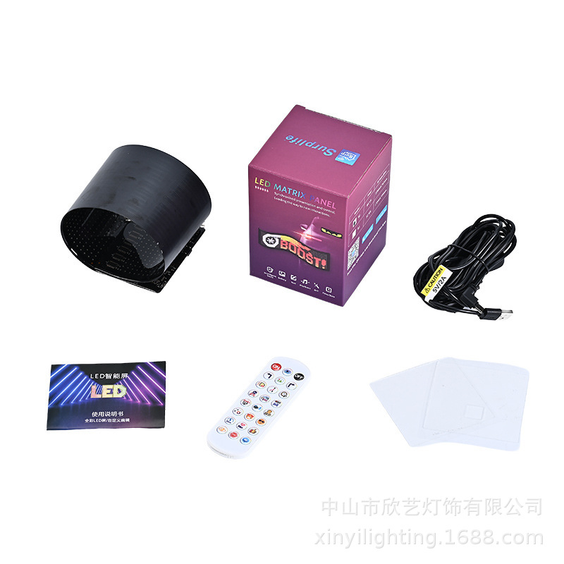 Pantalla LED automotriz programable controlada por voz AI suministro de alimentación USB una pieza de orden de color completo LED automóvil pantalla suave suministro transfronterizo exclusivo