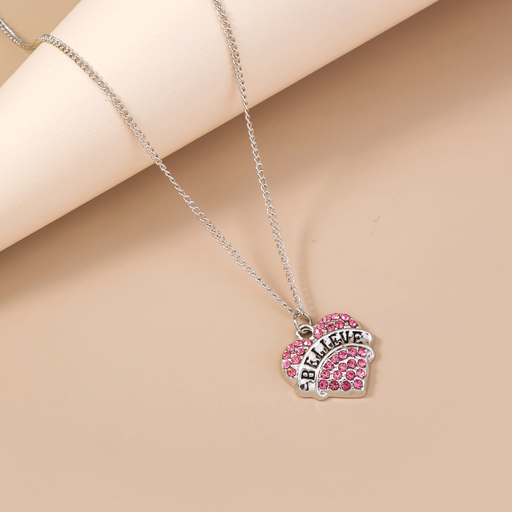 Best Seller In Europe And America Small Fresh Micro-inlaid Love Necklace Ins Cold Style Letter Believe Simple Clavicle Chain Female display picture 5