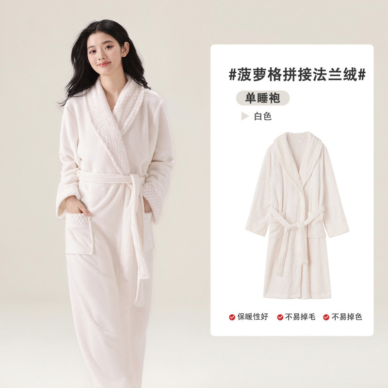 现货睡袍女秋冬珊瑚绒加厚冬季浴袍睡衣法兰绒情侣睡衣男士家居服|undefined