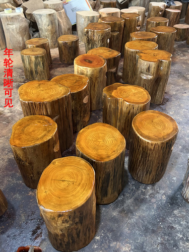 Root carving stool solid wood pedestal log stump base coffee table tea table large board stand wooden round log stool