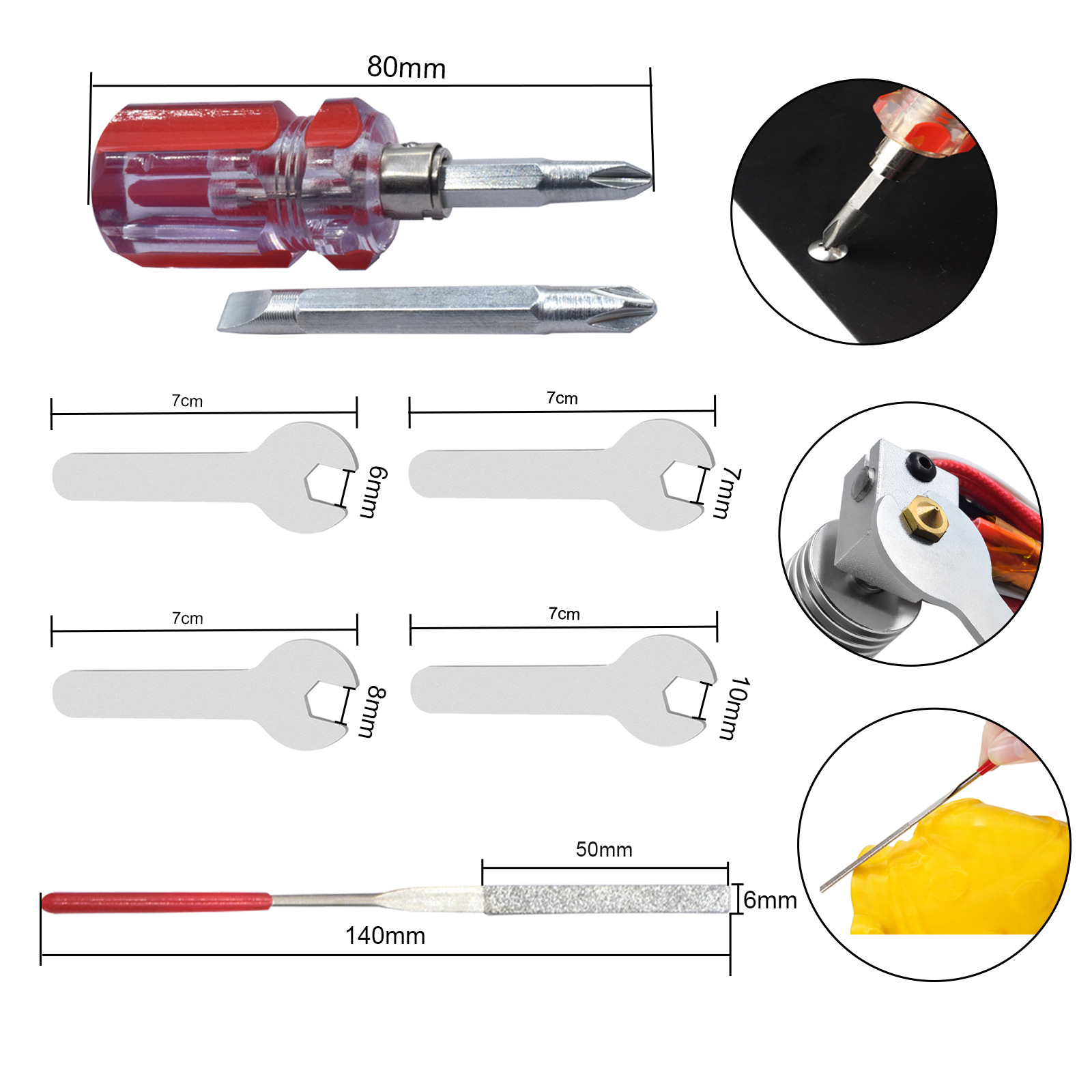 3D traje de herramientas impresora boquilla limpieza desmontaje modelo recorte pulido DIY conjunto completo
