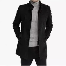 men's woolen overcoat优质男士假两件毛呢大衣中长款拉链呢外套