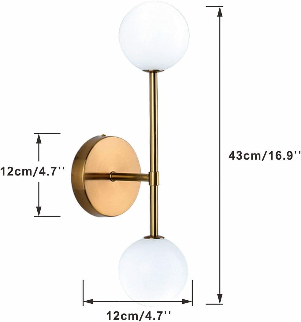 Lámpara de pared moderna moderna medieval minimalista posmoderna con pantalla de vidrio de bola blanca Lámpara de pared negra Lámpara de baño