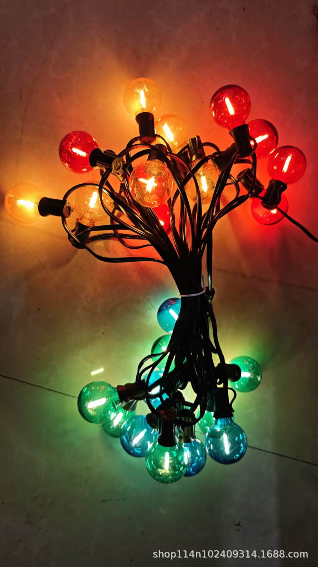 Cadena de Luces LED Solares G40 Impermeable IP55 para Patio, Navidad y Camping