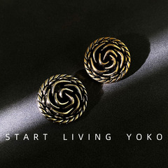 Vintage metal rose button coat sweater buttons rough woolen fabric coat decorative buttons round gold and silver