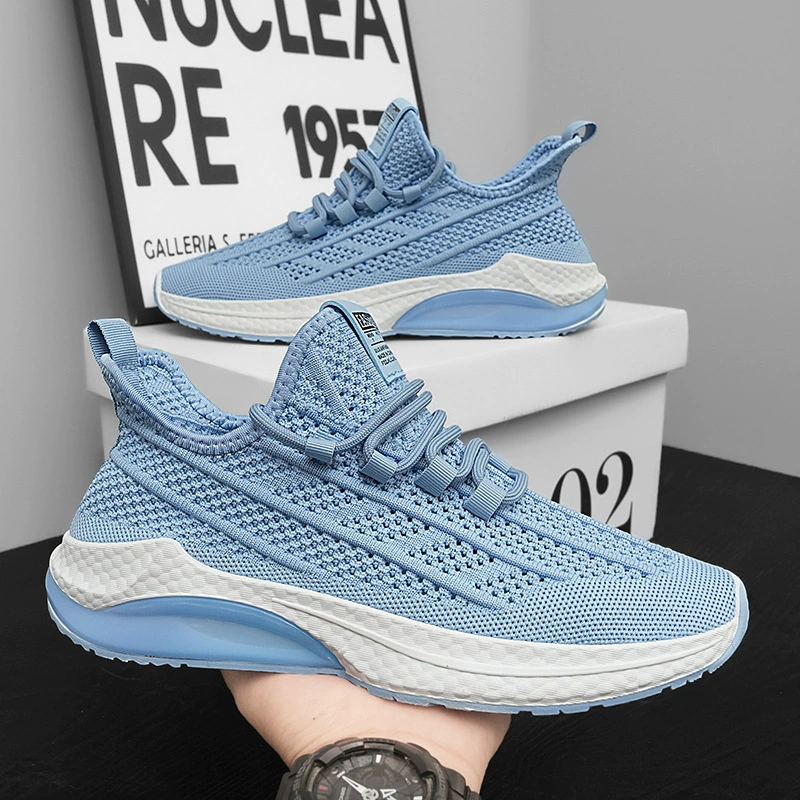2024 Летние мужские сетчатые дышащие кроссовки тренды повседневные мужские туфли с полыми летающими ткаными туфлями студенческие кроссовки