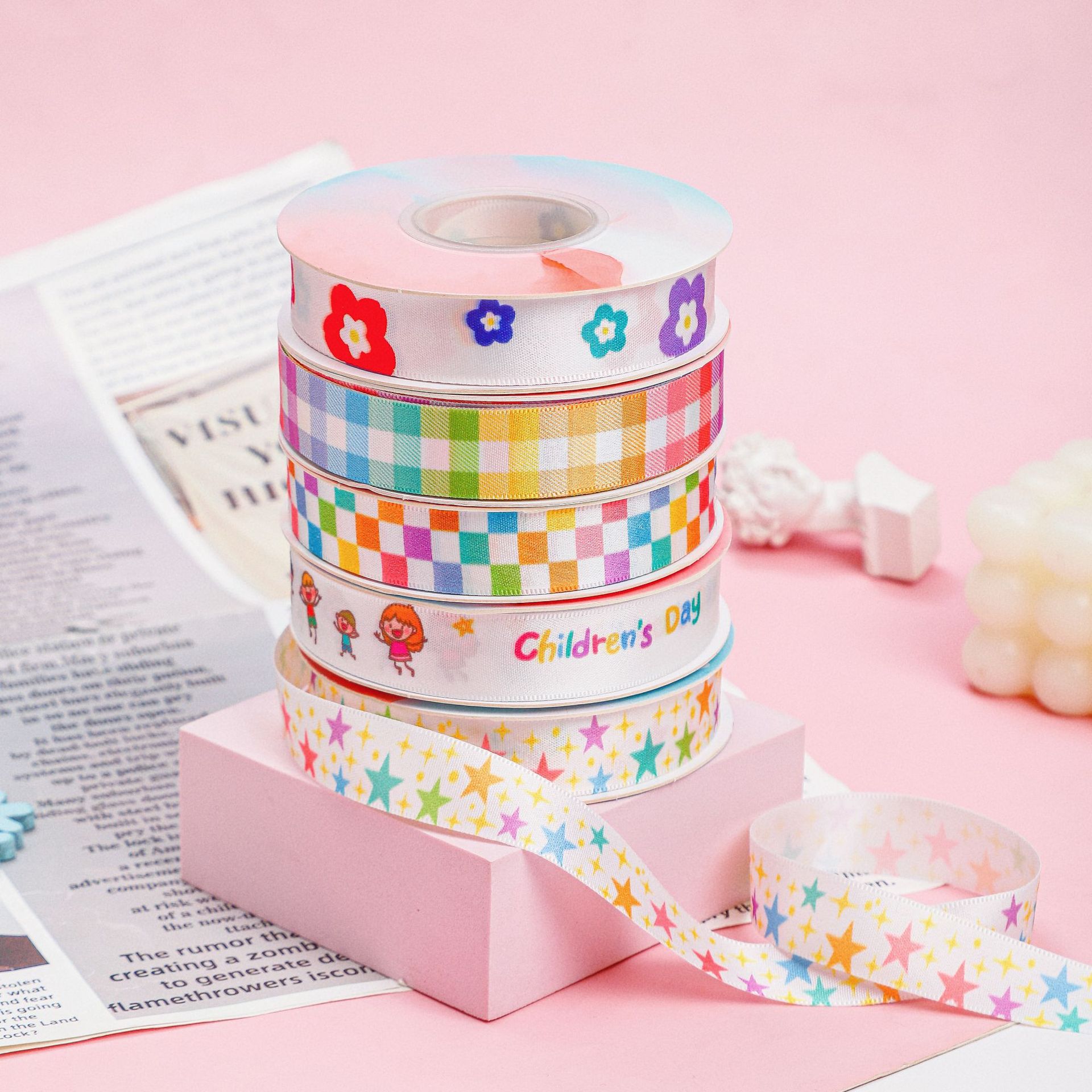 蛋糕丝带儿童节日包装装饰快乐生日幼儿园礼盒礼品卡通丝带