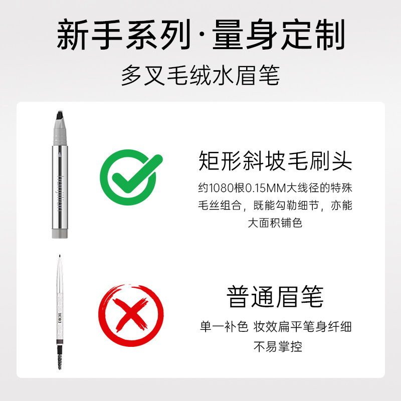 Han Jilian-Lilinzhi マルチフォークぬいぐるみアイブロウ ペンシル 長持ちする防水性と色褪せないワイルド眉毛ヘアライン ツーインワン|undefined