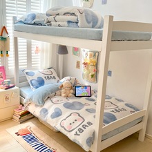 雅雪缘坊冬季牛奶珊瑚绒床上四件套法兰绒加绒单被套宿舍三件套