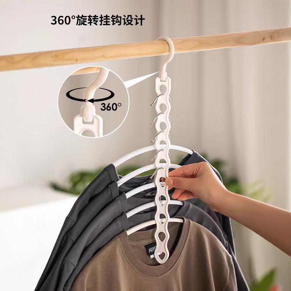 Household Ten-Hole Japanese-Style Plastic Foldableing Clothes Drying Rack Dormitory Clothes Storage Artifact Wardrobe Hanger Household Supplies