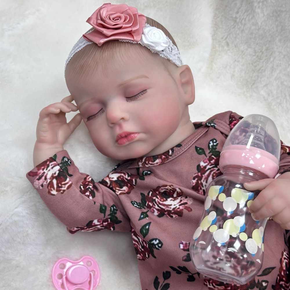 Muñeca fresca muñeca lavada con agua nueva muñeca de 20 pulgadas grande simulación de muñeca para bebés pesados y tranquilizadores cambiando de ropa de cama de cama transfronteriza