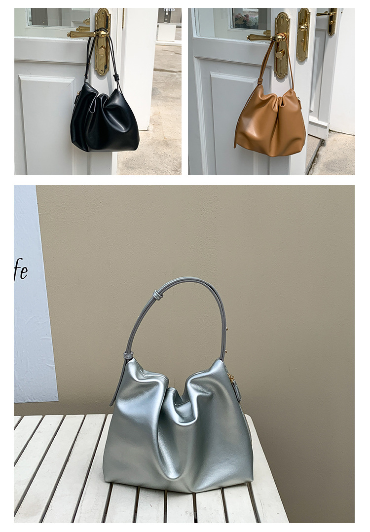 Nuova borsa a tracolla con cerniera laterale creativa per donna, borsa a mano alla moda e semplice, borsa sottobraccio in morbido PU con arco di trionfo_voghion.com