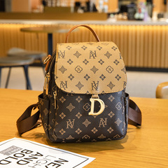 Women's Double Strap Backpack 2024 New Retro Print Casual Large Capacity Backpack Cross-border Best Selling Foreign Trade Travel Bag Trend