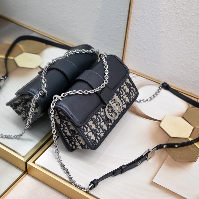 Cross-Border 2026 Dior Cd New Monogram Letter Montaigne Small Box Bag Underarm Bag Shoulder Crossbody Trendy Korean Style