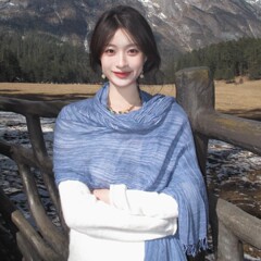 蓝色文艺薄款棉麻围巾女大西北川西旅游丝巾披肩外搭氛围感民族风