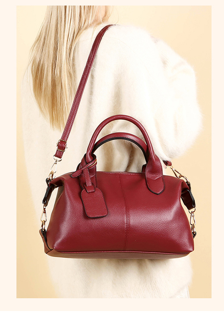 Women's Soft Leather Boston Bag Large Capacity Handheld Tote Bag_voghion.com