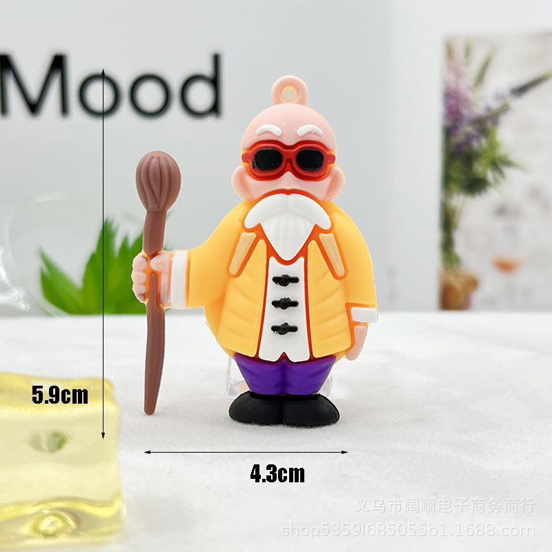 (2개) 새로운 애니메이션 드래곤 볼 키 체인 펜던트 PVC 부드러운 고무 인형 자동차 장식품 가방 펜던트 인형 선물