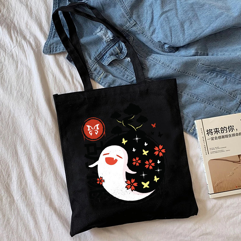 Comercio exterior transfronterizo Genshin Impacto Y2K impresión bolsa de lona Harajuku bolsa de hombro bolsa de moda bolsa de compras