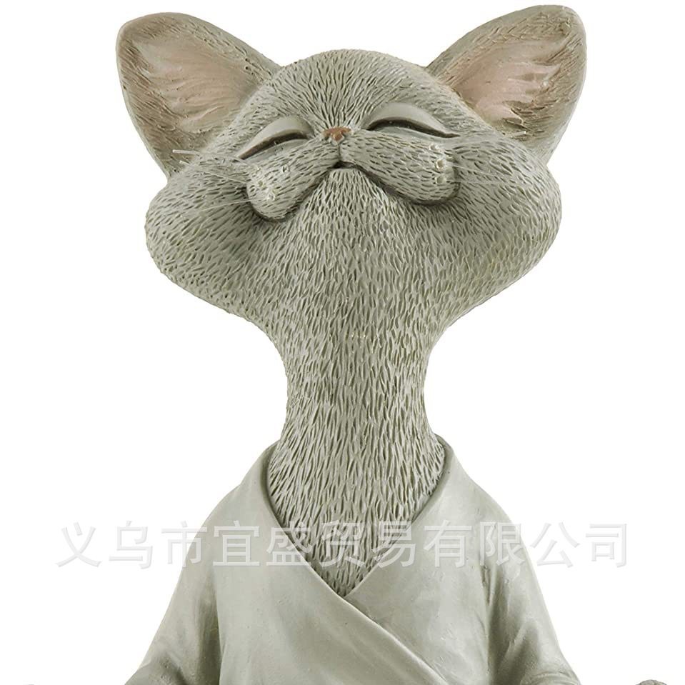 대형 명상 회색 고양이 18cm