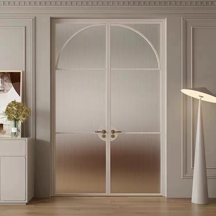 French vintage wrought-iron door with glass, ultra-narrow double-leaf door for balcony, study, interior double-door, iron gate for courtyard