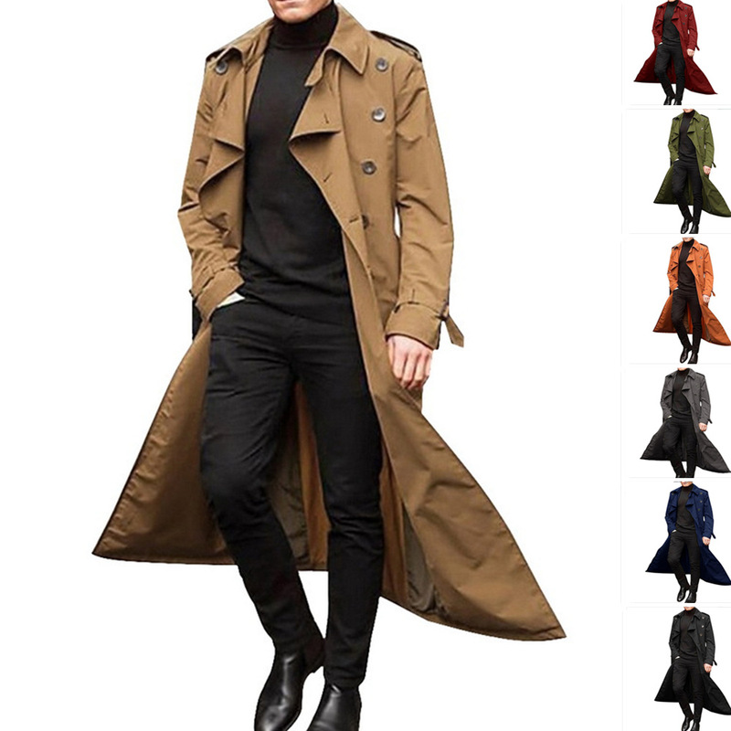 2023 Cross-Border Amazon Men's Long Trench Coat European and American Men's Fashion Jacket Independent Site Hot-Selling Dropshipping 2023 Cross-Border Amazon Men's Long Trench Coat European and American Men's Fashion Jacket Independent Site Hot-Selling Dropshipping