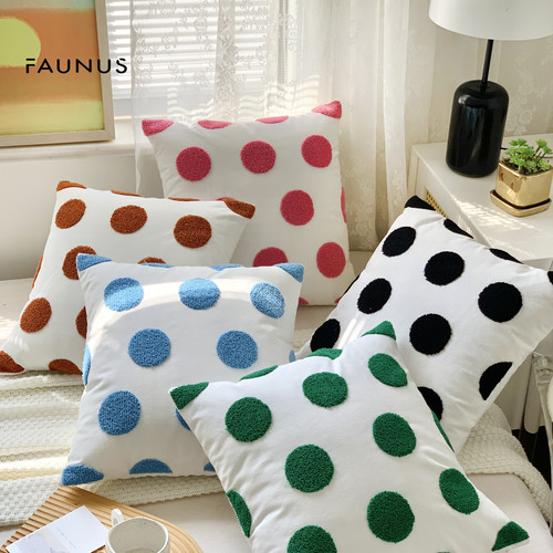 INS Xiaohongshu chessboard polka dot simple living room sofa embroidered bow pillow bedding decorative cushion