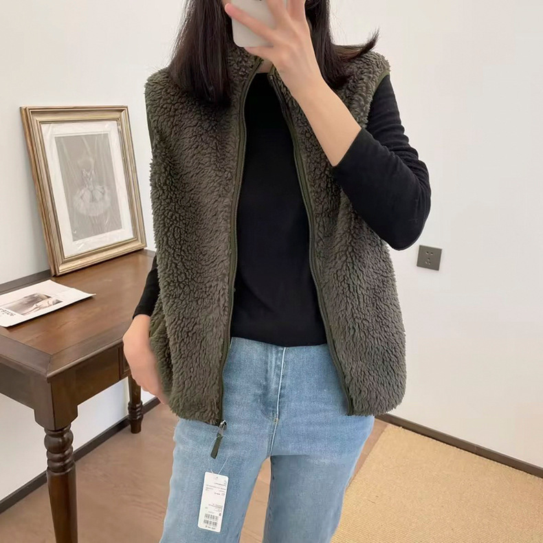 Youjia mujeres de terciopelo largo polar chaleco de lana de otoño e invierno cálido chaleco deportivo chaqueta sin mangas 451441