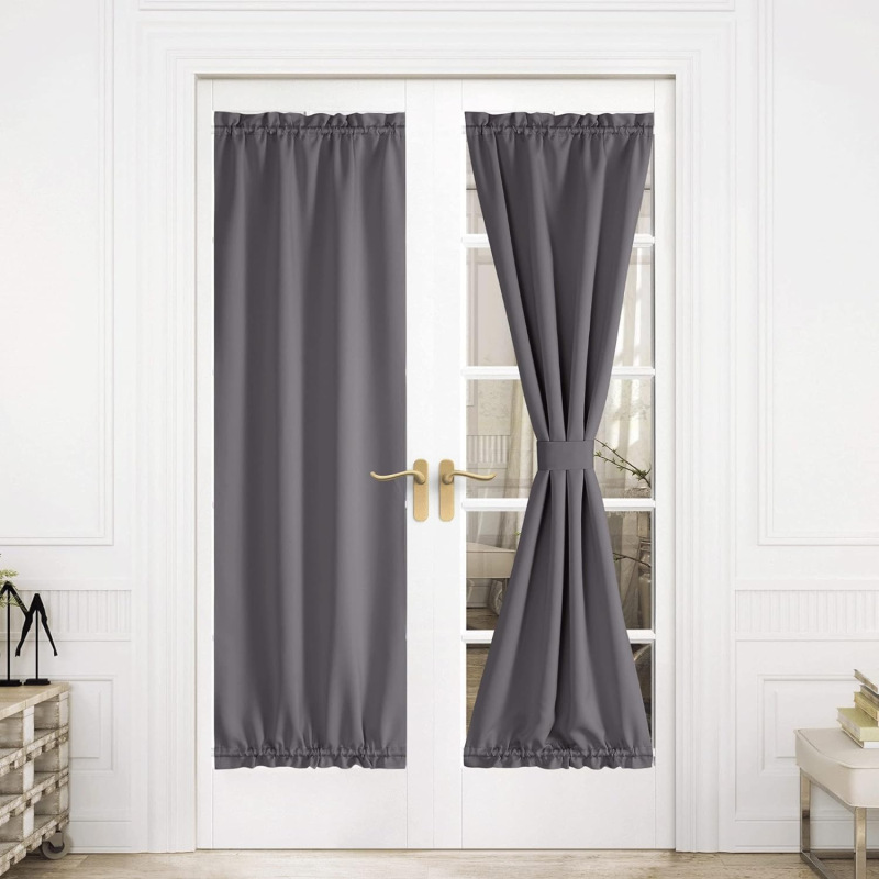 Factory direct cross-border curtain finished wear rod door curtain high precision solid color curtain French door curtain wholesale Factory direct cross-border curtain finished wear rod door curtain high precision solid color curtain French door curtain wholesale