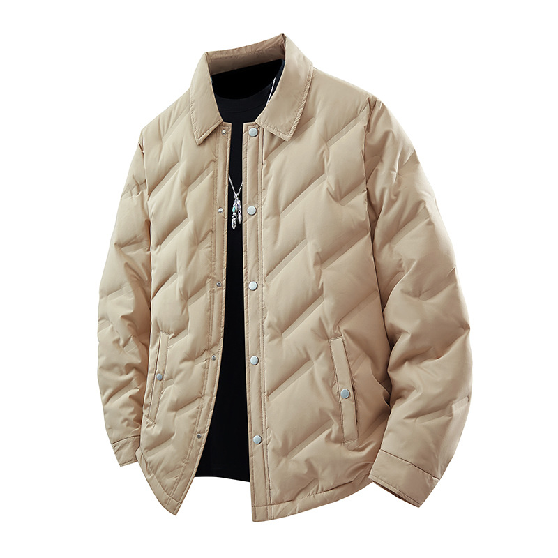 Cross-Border Men's Lapel down Jacket Winter Casual Loose Versatile Thickened Business Warm and Cold-Proof down Jacket for Men