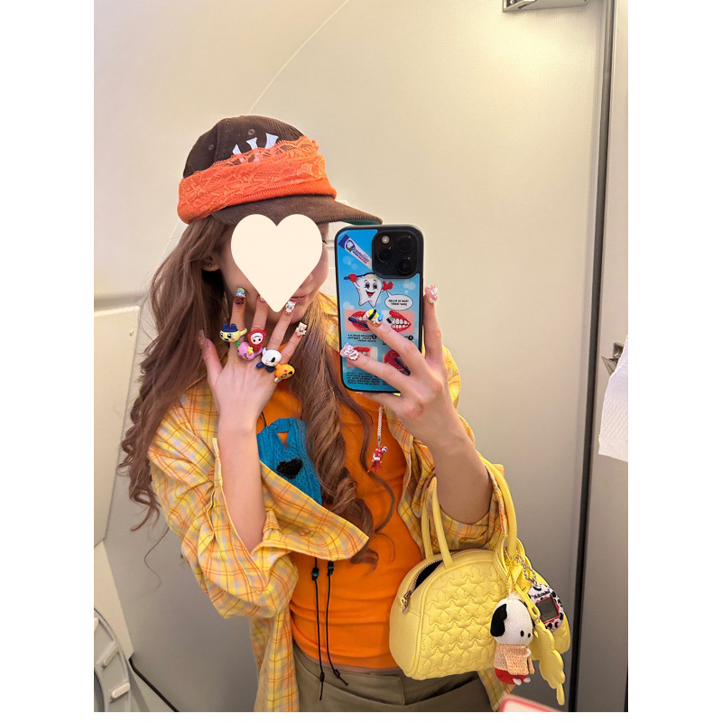 Retro Lemon yellow spring shirt, American style, oversize