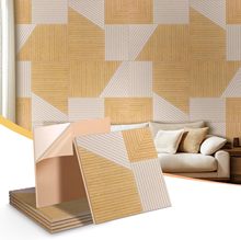跨境聚酯纤维3D吸音板声学墙板自粘木纹墙贴墙面隔音板吸音棉材料
