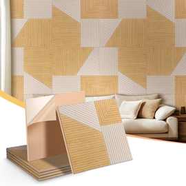 跨境聚酯纤维3D吸音板声学墙板自粘木纹墙贴墙面隔音板吸音棉材料