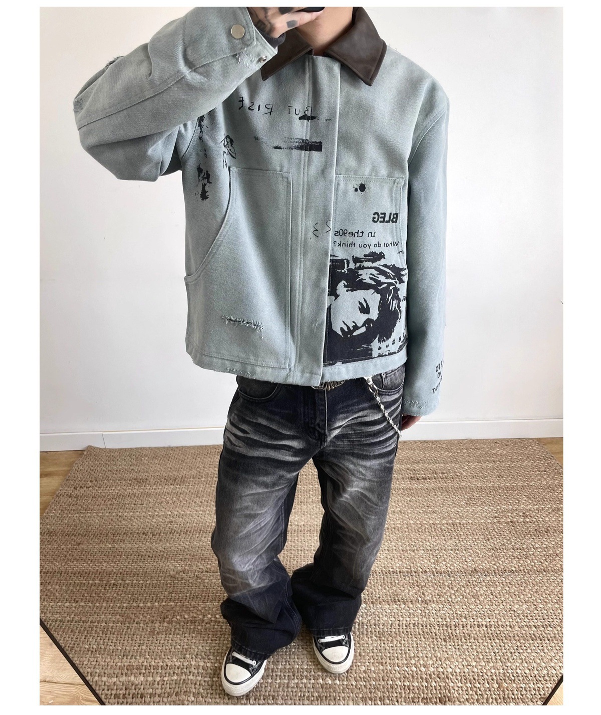 Herrjeans vintage washed svart ledig rak passform_voghion.com