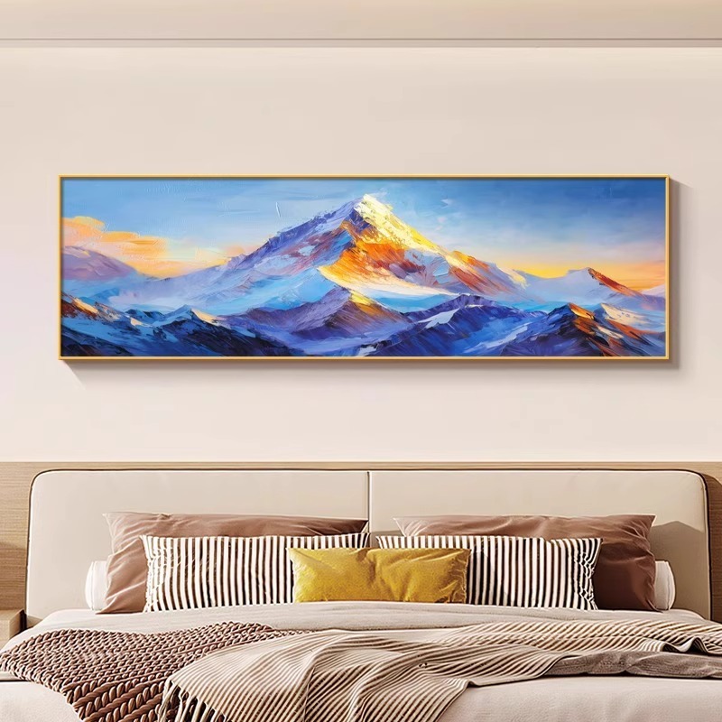新款日照金山沙发背景墙装饰画背靠金山客厅壁画夫妻主卧床头挂画|undefined