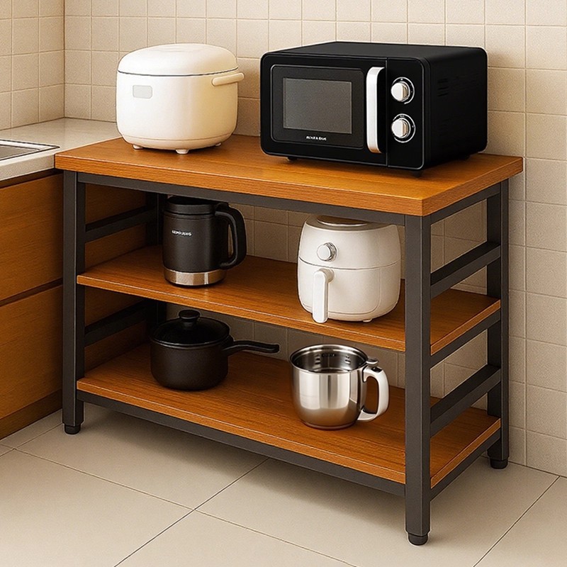 Estante de almacenamiento de cocina piso multicapa mesa de corte de verduras estante de almacenamiento de microondas multifuncional mesa de comedor