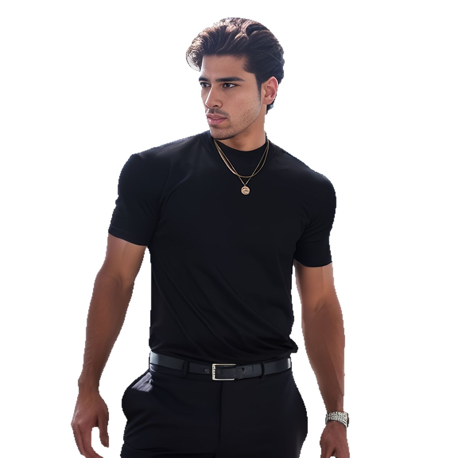 Cool Sleeve T Men's Casual Solid Color Short Sleeve Sports Fitness Quick-Drying Crew Neck Summer New Top_viptrois.com