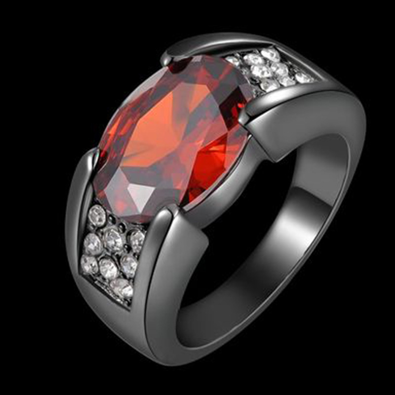 Weiya wish cross-border e-commerce electroplated gun black inlaid gem ring European and American popular engagement women's hand jewelry