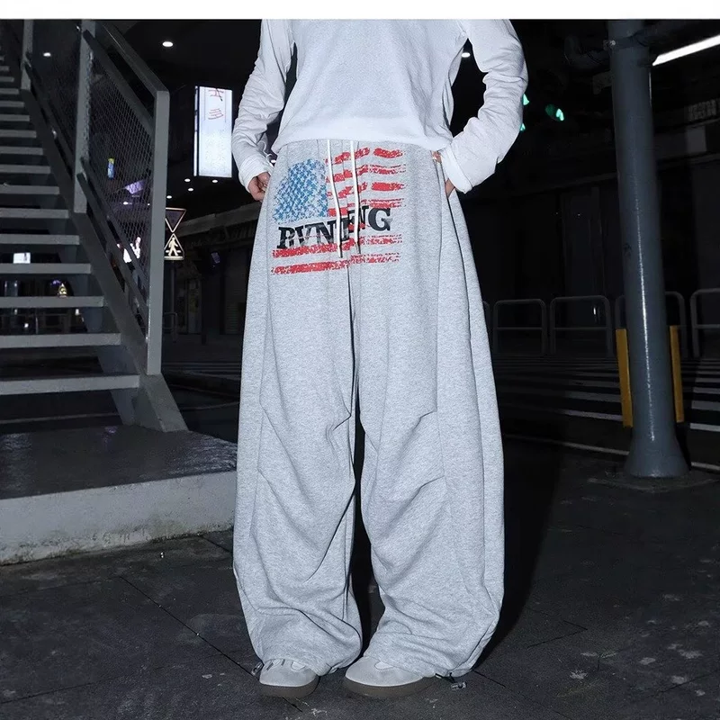 Свободные осенние брюки oversize, корейский стиль, свободный крой — размеры S–3XL, чёрный и серый