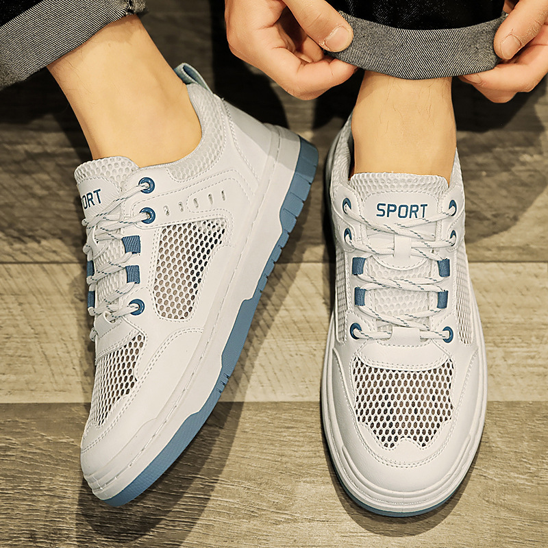 Herr Skateskor Sommar Andningsbara Deodorant Mesh Tunn Sektion Ihålig Casual Sport Herrskor Ungdom All Match Vita Skor_voghion.com