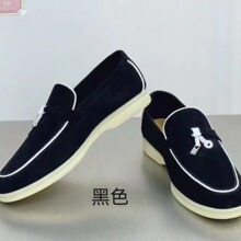 工厂现货直销2023春秋款高版LP真皮拼色一脚蹬休闲女鞋舒适乐福鞋