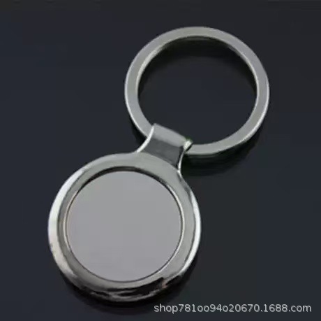 Llavero de una sola fila de aleación de zinc de moda, llavero anti-pérdida de coche, colgante, etiqueta en blanco, pegamento láser de doble cara