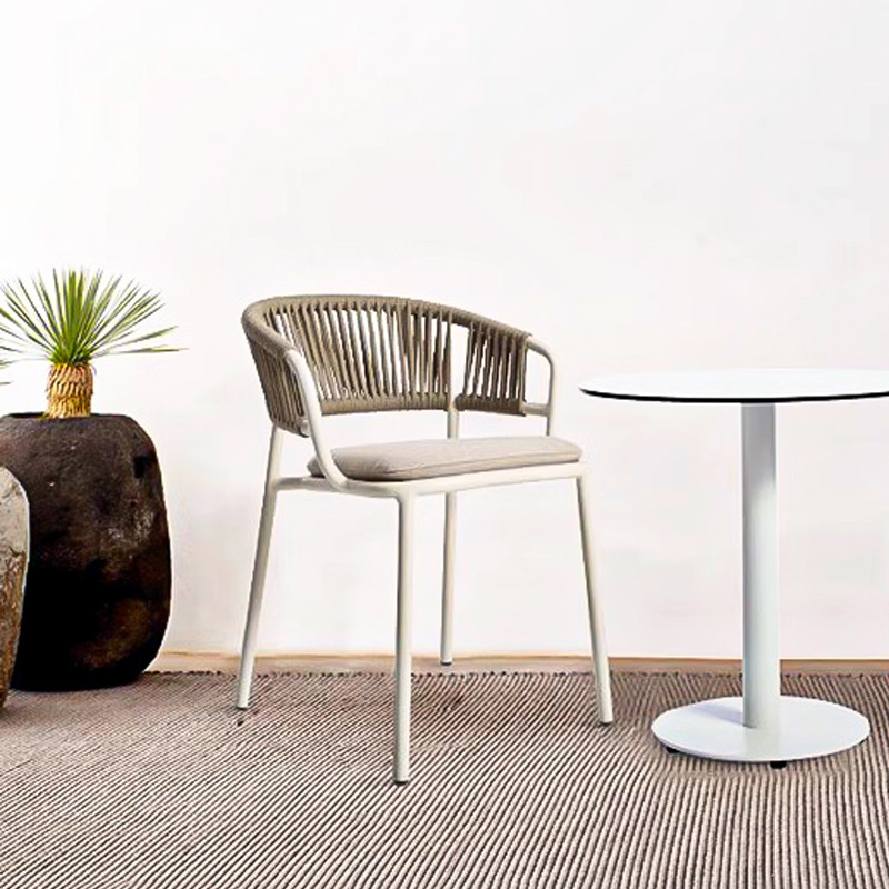silla de caña de aluminio jardín terraza al aire libre silla de caña mesa al aire libre combinación de muebles al aire libre al por mayor interior