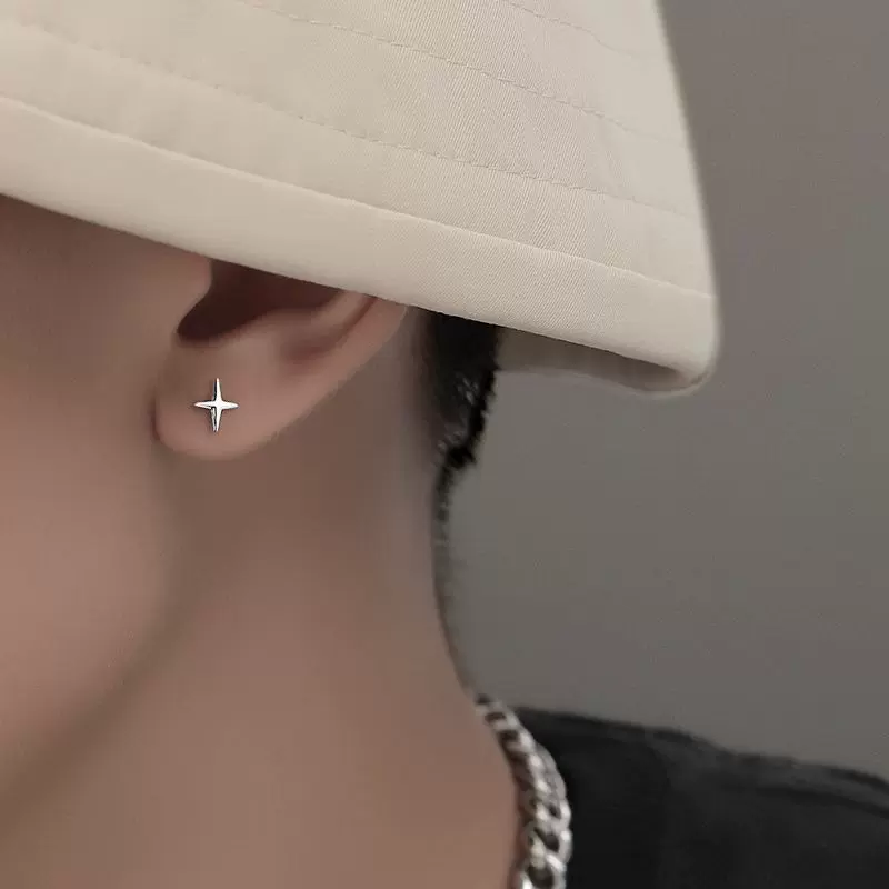十字星耳钉男款十字架简约百搭配饰女高级感个性潮流饰品批发耳饰