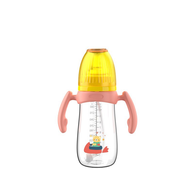 Biberón con tetina tipo chupete en caja, 210/240/300 ml, serie Cactus, con asa, biberón de PP con pajita