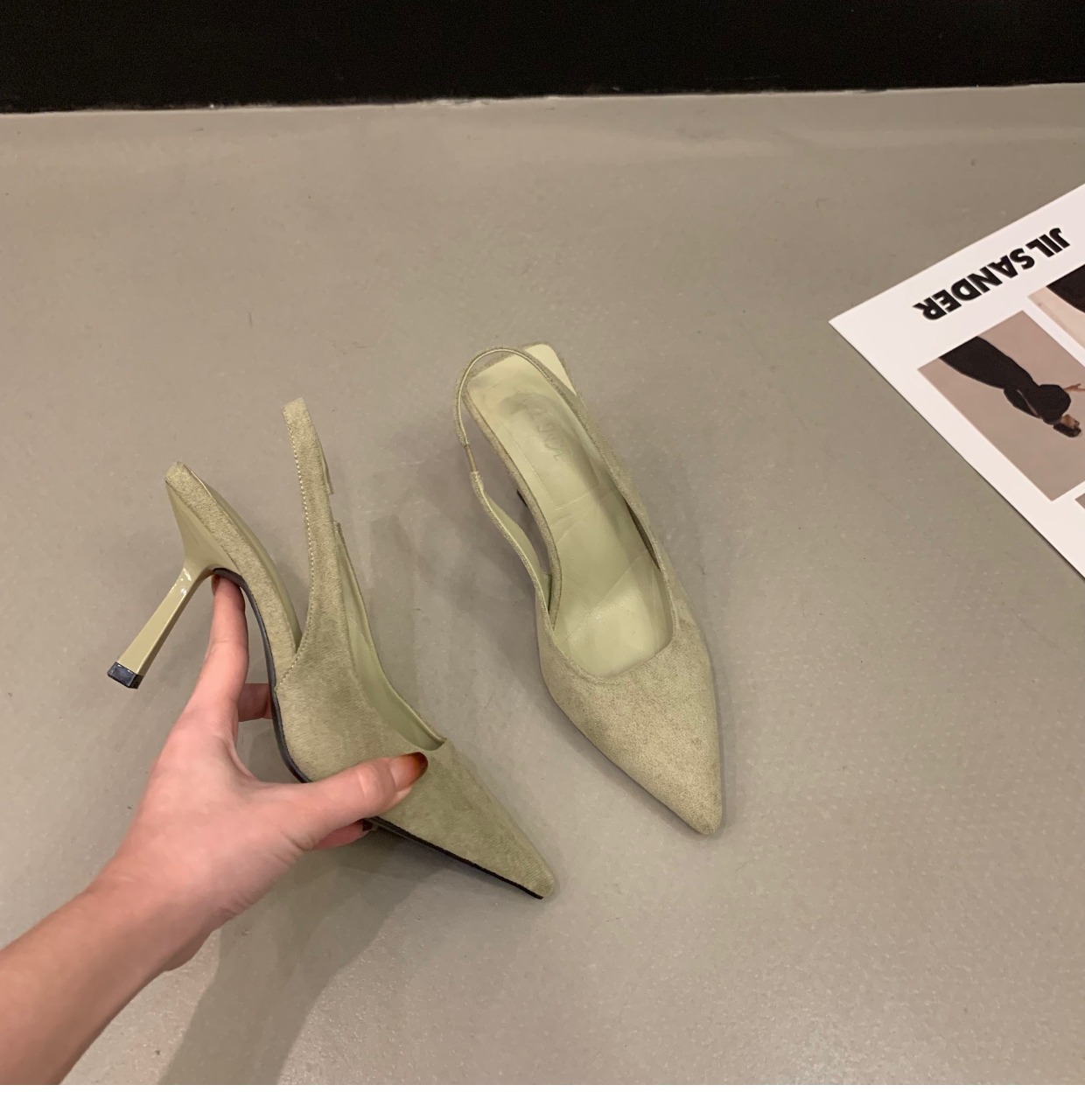 Niche French high-heeled black toe sandals fairy shoes 2023 new spring and summer pointed toe temperament single shoes_voghion.com