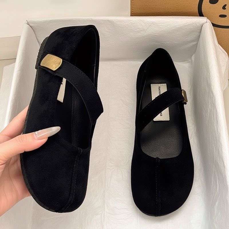 Fairy Fan rojo tacones bajos de camisa superficial un pedaleo 2026 nuevo estilo diario primavera, verano y otoño de cabeza redonda mujer ligera